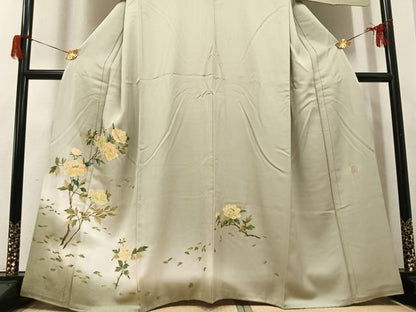 平和屋着物●漆工芸作家　金森一博　訪問着　手描き　枝花文　暈し染め　金彩　正絹　逸品　AABH6877ph