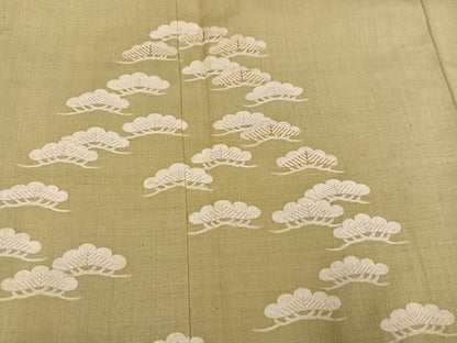 平和屋着物●訪問着　紬地　刺繍　松　金糸　正絹　逸品　AABH6878ph