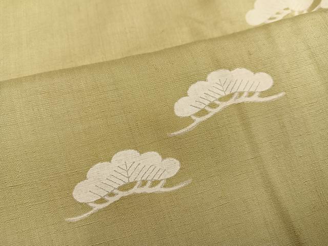 平和屋着物●訪問着　紬地　刺繍　松　金糸　正絹　逸品　AABH6878ph