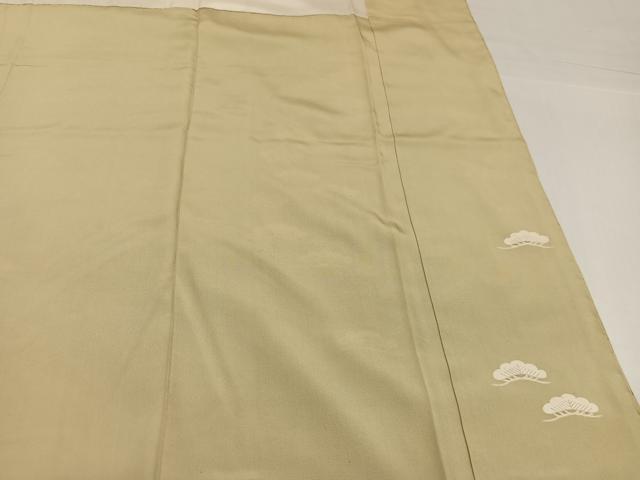 平和屋着物●訪問着　紬地　刺繍　松　金糸　正絹　逸品　AABH6878ph