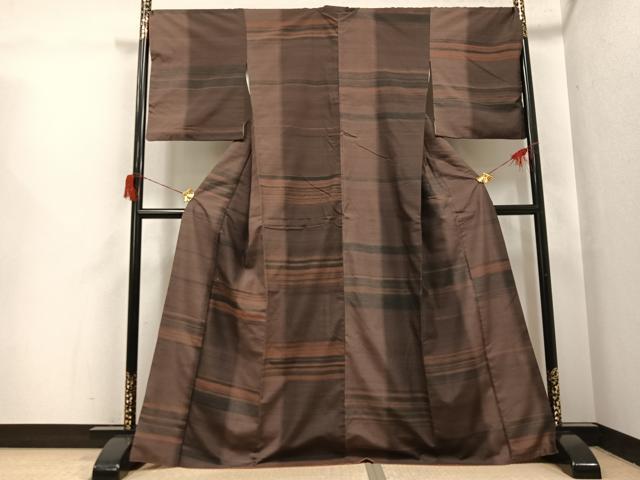 平和屋着物●上質な紬　段違い　正絹　逸品　AABH6879ph 平和屋着物○上質な紬 段違い 正絹 逸品 AABH6879ph