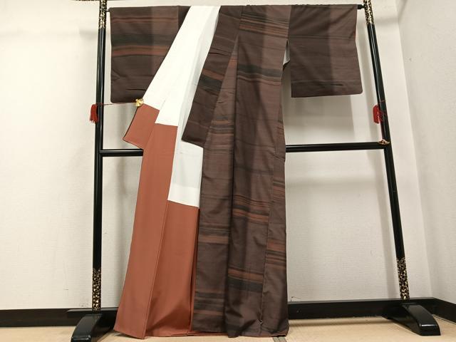 平和屋着物●上質な紬　段違い　正絹　逸品　AABH6879ph 平和屋着物○上質な紬 段違い 正絹 逸品 AABH6879ph