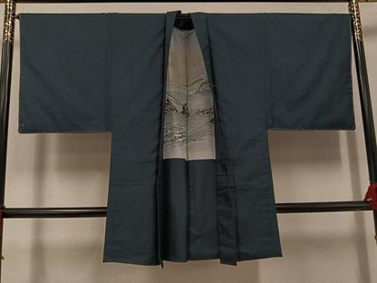平和屋着物●男性　紬　アンサンブル　亀甲柄　正絹　逸品　未使用　AABH6882ph