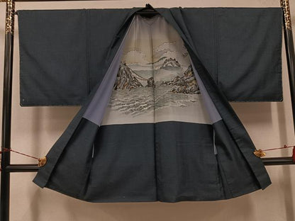 平和屋着物●男性　紬　アンサンブル　亀甲柄　正絹　逸品　未使用　AABH6882ph