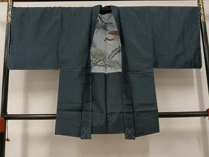 平和屋着物●男性　本場大島紬　アンサンブル　さが美扱い　上村絹織物謹製　証紙付き　正絹　逸品　未使用　AABH6886ph