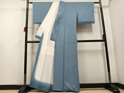 平和屋着物●上質な色無地　お召地　湊鼠色　正絹　逸品　AABH6887ph