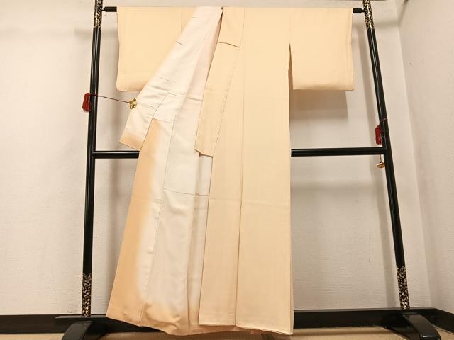 平和屋着物●上質な色無地　縞地紋　蜂蜜色　正絹　逸品　AABH6890ph
