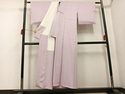 平和屋着物●上質な色無地　紋意匠　枯野色　正絹　逸品　AABH6891ph