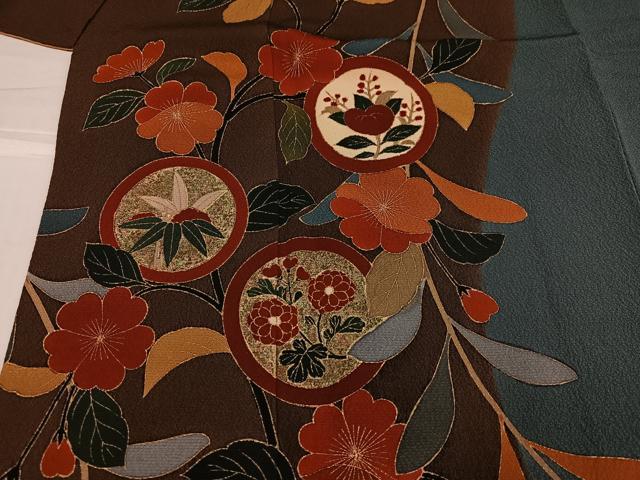 平和屋着物●訪問着　作家物　草花丸文　金彩　正絹　逸品　AABH6895ph 平和屋着物○訪問着 作家物 草花丸文 金彩 正絹 逸品 AABH6895ph