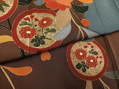 平和屋着物●訪問着　作家物　草花丸文　金彩　正絹　逸品　AABH6895ph
