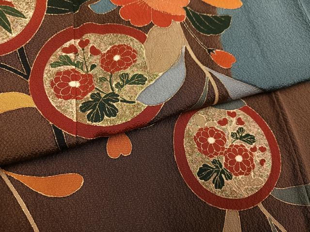 平和屋着物●訪問着　作家物　草花丸文　金彩　正絹　逸品　AABH6895ph