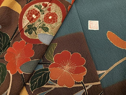 平和屋着物●訪問着　作家物　草花丸文　金彩　正絹　逸品　AABH6895ph