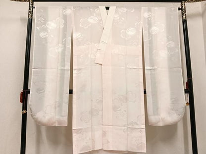平和屋着物●振袖用長襦袢　無双仕立て　桜地紋　暈し染め　正絹　逸品　AABH6897ph