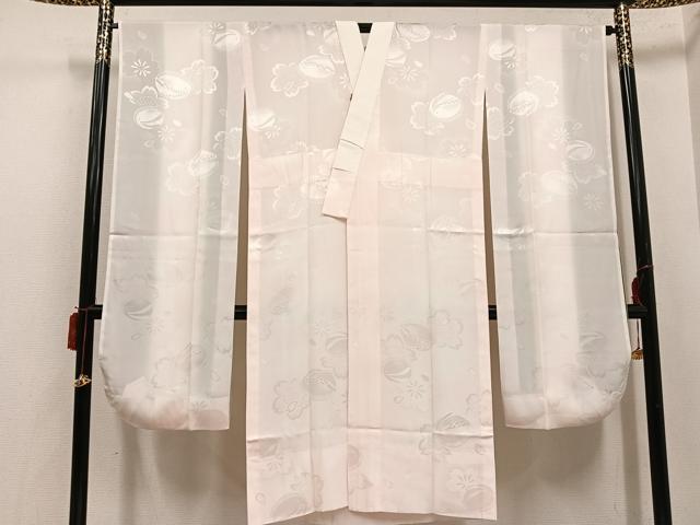平和屋着物●振袖用長襦袢　無双仕立て　桜地紋　暈し染め　正絹　逸品　AABH6897ph