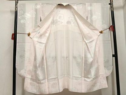 平和屋着物●振袖用長襦袢　無双仕立て　桜地紋　暈し染め　正絹　逸品　AABH6897ph