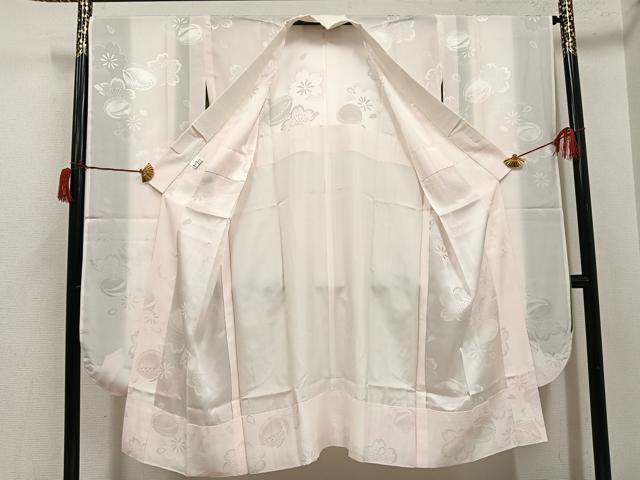平和屋着物●振袖用長襦袢　無双仕立て　桜地紋　暈し染め　正絹　逸品　AABH6897ph