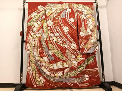平和屋着物●越後十日町の一流染匠　桐屋・翠山工房　振袖　辻が花　絞り　金彩　金通し地　正絹　逸品　AABH6899ph