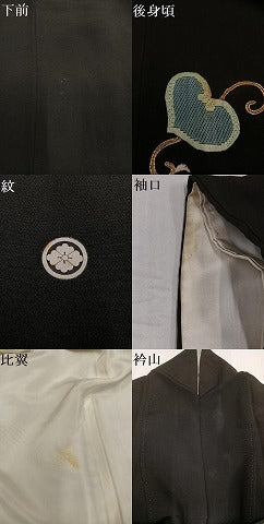 平和屋着物●豪華黒留袖　駒刺繍　葵　金彩　正絹　逸品　AABH6902ph