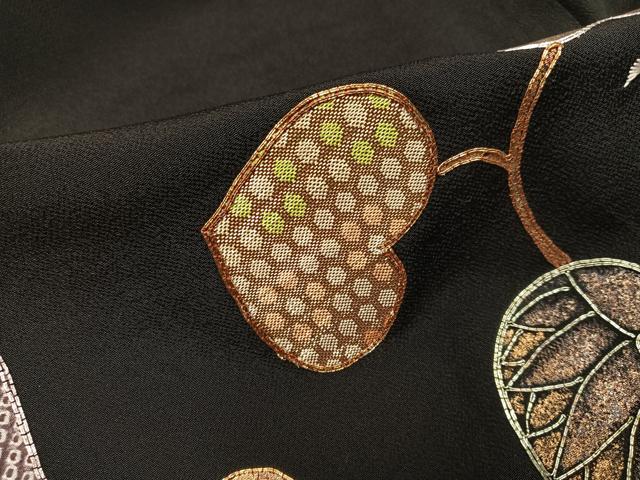 平和屋着物●豪華黒留袖　駒刺繍　葵　金彩　正絹　逸品　AABH6902ph