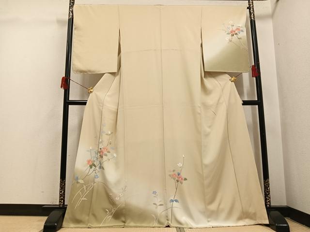 平和屋着物●訪問着　友禅　枝花文　暈し染め　正絹　逸品　未使用　AABH6904ph