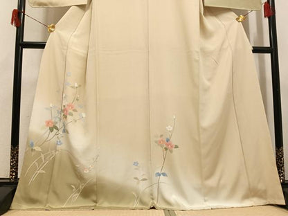 平和屋着物●訪問着　友禅　枝花文　暈し染め　正絹　逸品　未使用　AABH6904ph
