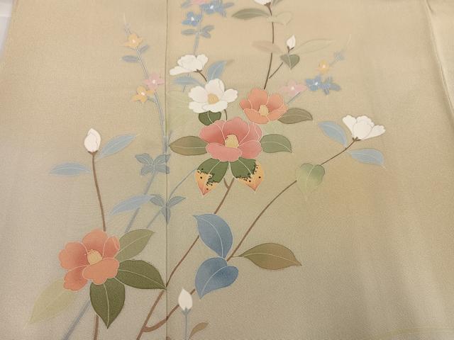 平和屋着物●訪問着　友禅　枝花文　暈し染め　正絹　逸品　未使用　AABH6904ph