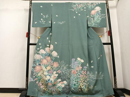 平和屋着物●本加賀友禅作家　杉浦伸 　訪問着　草花文　正絹　逸品　未使用　AABH6905ph