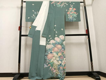 平和屋着物●本加賀友禅作家　杉浦伸 　訪問着　草花文　正絹　逸品　未使用　AABH6905ph