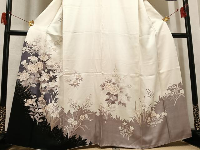 平和屋着物●訪問着　草花文　金彩　正絹　逸品　AABH6906ph