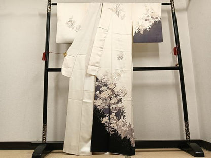 平和屋着物●訪問着　草花文　金彩　正絹　逸品　AABH6906ph