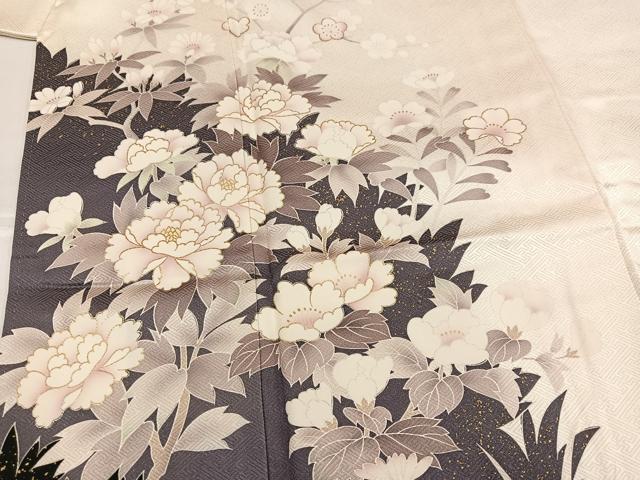 平和屋着物●訪問着　草花文　金彩　正絹　逸品　AABH6906ph