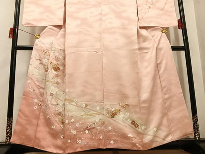 平和屋着物●訪問着　地紙花文　暈し染め　金彩　正絹　逸品　AABH6910ph