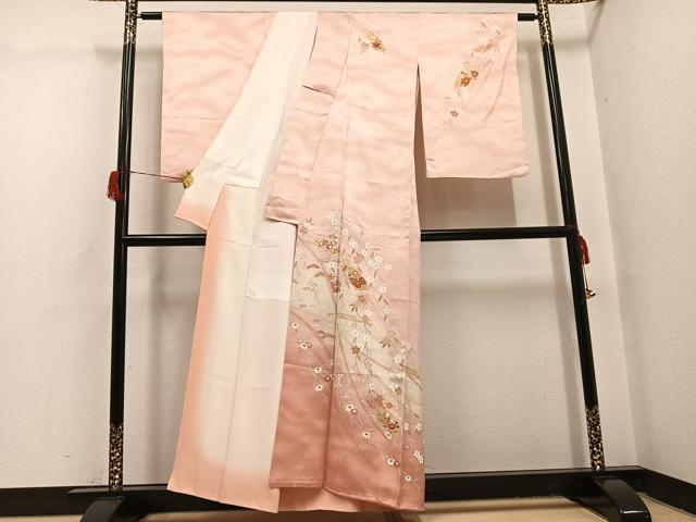 平和屋着物●訪問着　地紙花文　暈し染め　金彩　正絹　逸品　AABH6910ph