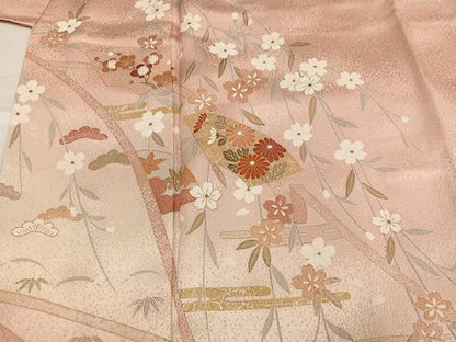 平和屋着物●訪問着　地紙花文　暈し染め　金彩　正絹　逸品　AABH6910ph