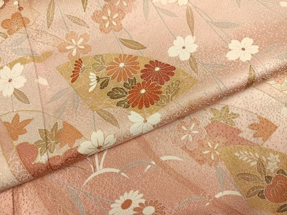 平和屋着物●訪問着　地紙花文　暈し染め　金彩　正絹　逸品　AABH6910ph