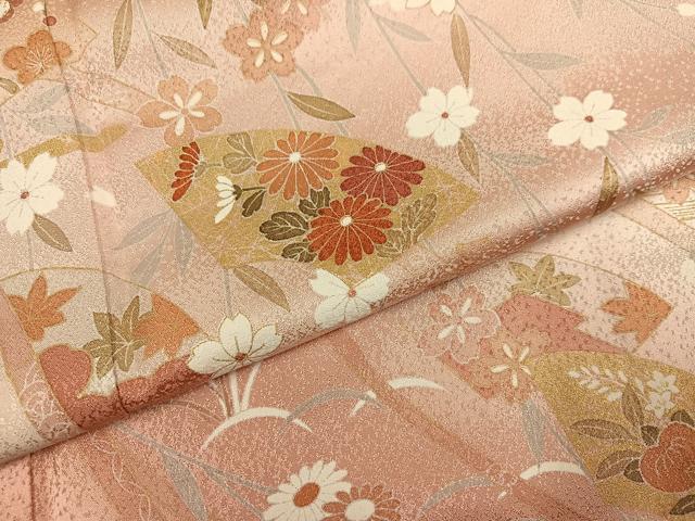 平和屋着物●訪問着　地紙花文　暈し染め　金彩　正絹　逸品　AABH6910ph
