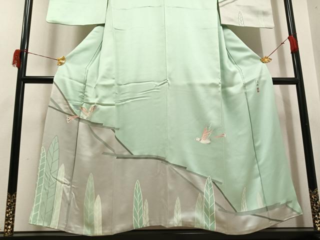 平和屋着物●訪問着　作家物　刺繍　飛鳥草木文　金彩　正絹　逸品　AABH6911ph