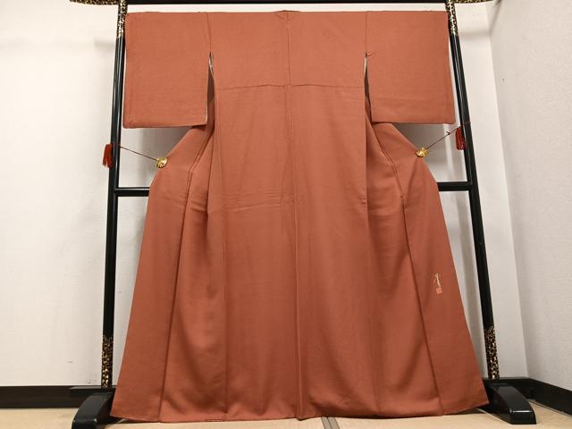 平和屋着物●本草木染作家　圓啓　江戸小紋　作家物　極小鮫小紋柄　正絹　逸品　AABH6916ph