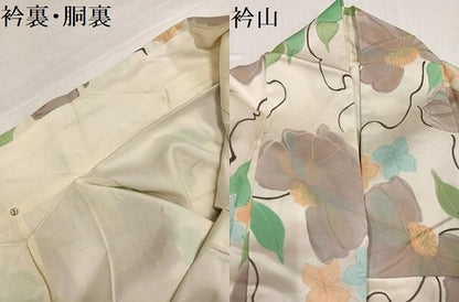 平和屋着物▼上質な小紋 地紋起こし 草花文 正絹 逸品 AABH6920ph