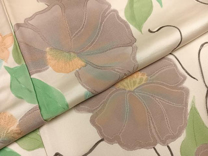 平和屋着物▼上質な小紋 地紋起こし 草花文 正絹 逸品 AABH6920ph