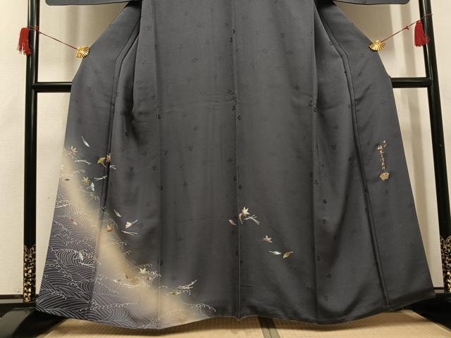 平和屋着物●十代目 歌舞伎役者　坂東三津五郎　訪問着　花布希　暈し染め　金彩　やまと金ラベル　反端付き　正絹　逸品　AABH6924ph