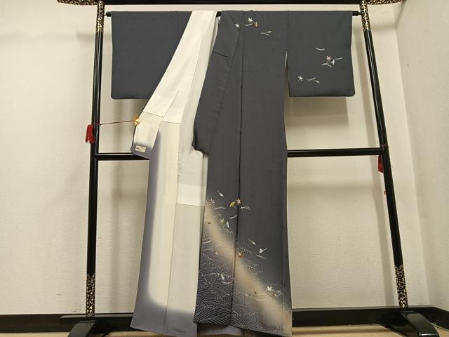 平和屋着物●十代目 歌舞伎役者　坂東三津五郎　訪問着　花布希　暈し染め　金彩　やまと金ラベル　反端付き　正絹　逸品　AABH6924ph