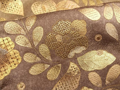 平和屋着物●訪問着　辻が花　中国三大刺繍　スワトウ刺繍　汕頭刺繍　暈し染め　金通し地　正絹　逸品　AABH6932ph