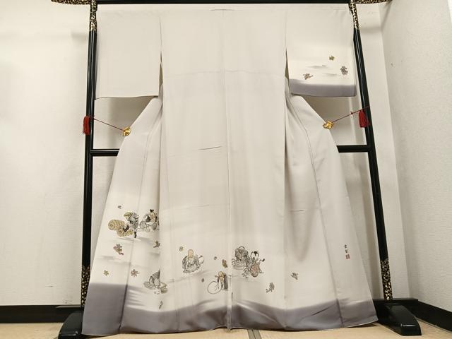 平和屋着物●訪問着　作家物　香琳　手描き　七福神　正絹　逸品　AABH6940ph