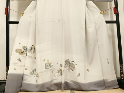 平和屋着物●訪問着　作家物　香琳　手描き　七福神　正絹　逸品　AABH6940ph