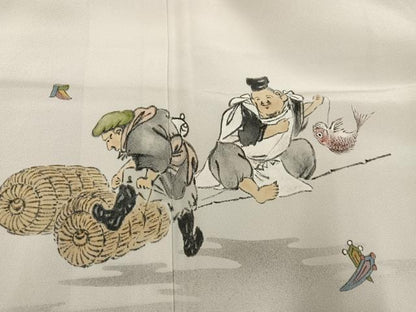 平和屋着物●訪問着　作家物　香琳　手描き　七福神　正絹　逸品　AABH6940ph