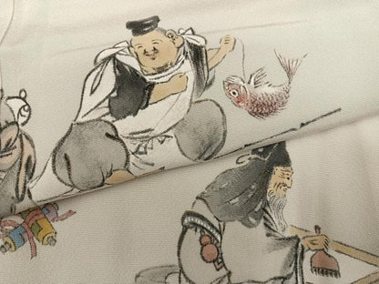 平和屋着物●訪問着　作家物　香琳　手描き　七福神　正絹　逸品　AABH6940ph