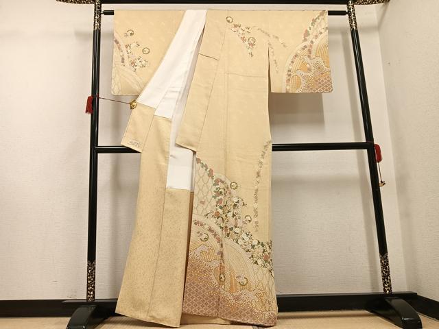 平和屋着物○訪問着 作家物 高橋義和 駒刺繍 花唐草文 金彩