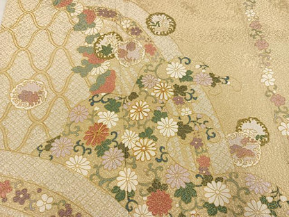 平和屋着物●訪問着　作家物　高橋義和　駒刺繍　花唐草文　金彩　やまと金ラベル　正絹　逸品　未使用　AABH6945ph