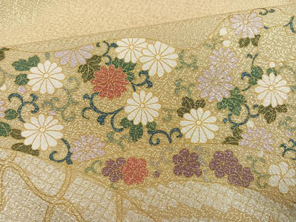 平和屋着物●訪問着　作家物　高橋義和　駒刺繍　花唐草文　金彩　やまと金ラベル　正絹　逸品　未使用　AABH6945ph